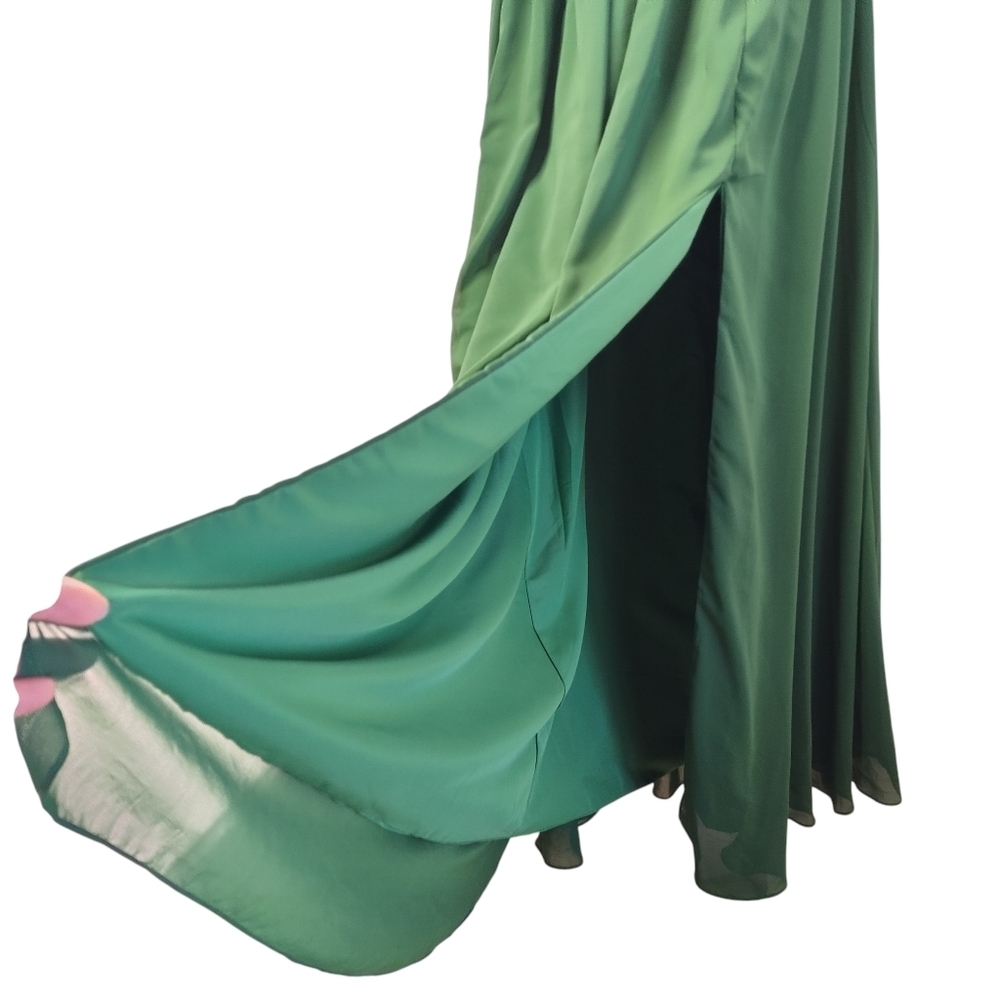 Lavetir Bridesmaid Dresses Green V-neck Lace Sleeves Long Wedding Size 14 NWT - Picture 7 of 11